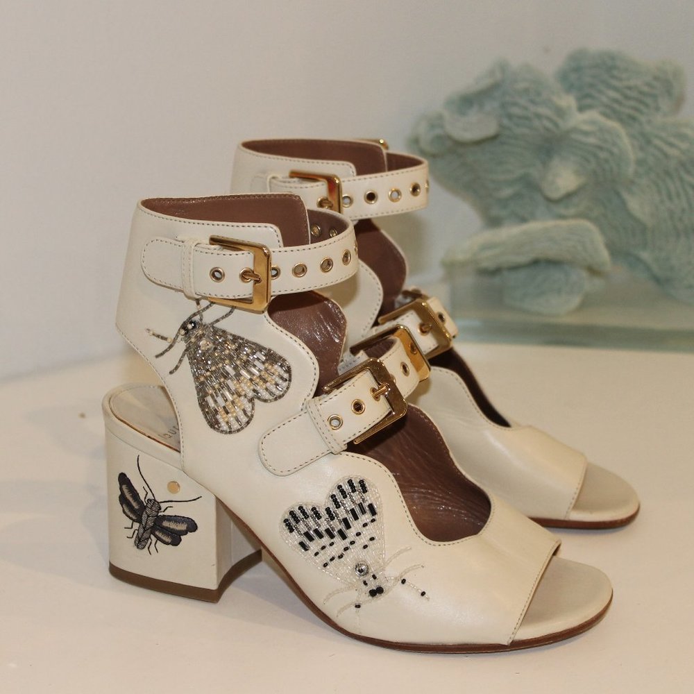 LAURENCE DACADE NELEN EDEN BEADED IVORY WHITE SANDALS - Picture 2 of 16